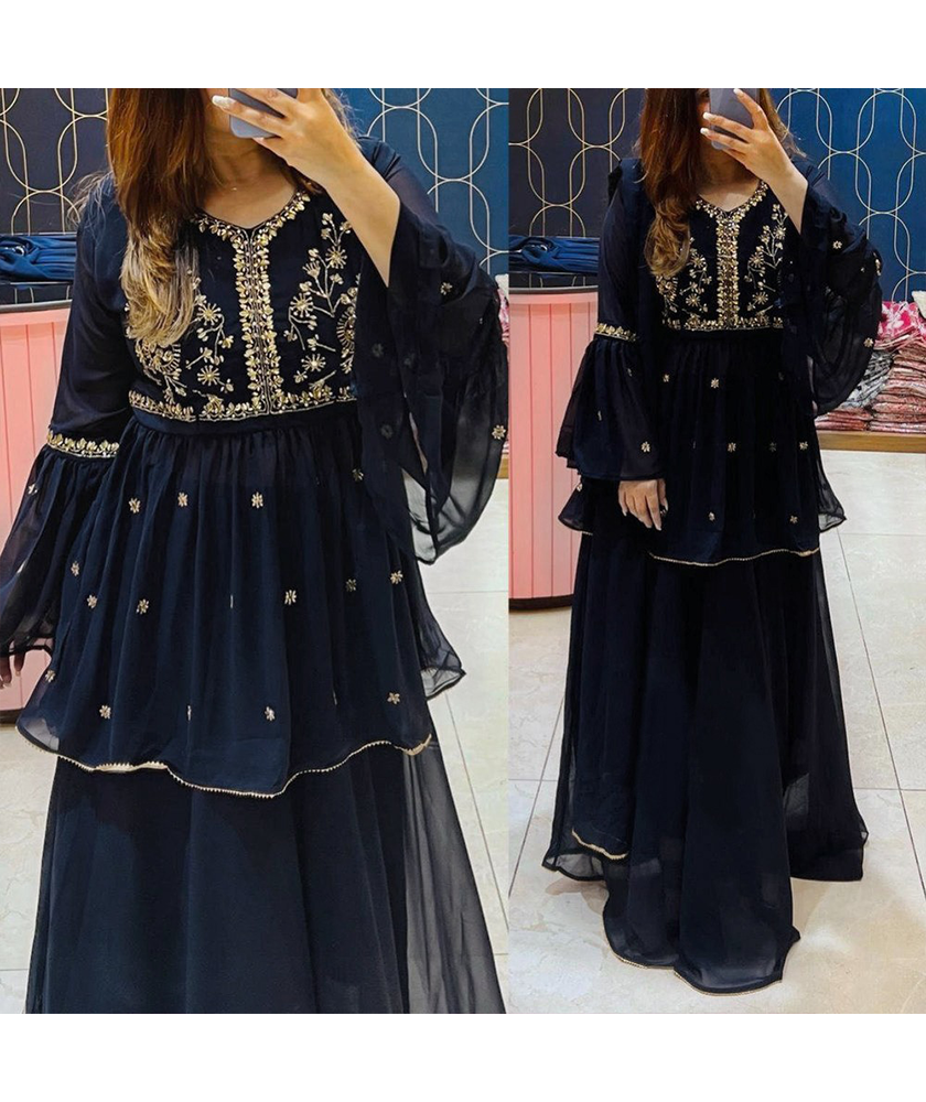 Ready Made Indian Sarara Dress Three Piece Black