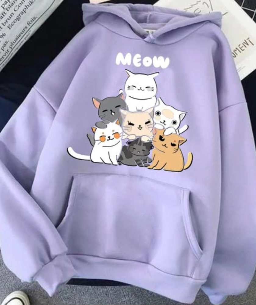 Esneho Meow Hoodie Color Levendar